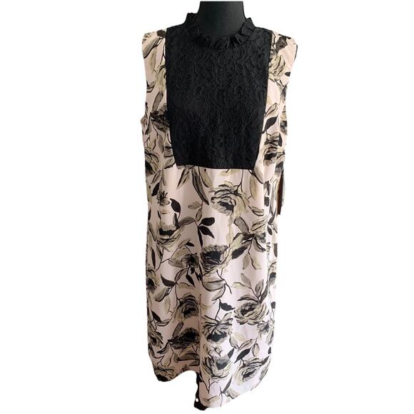 Karl Lagerfeld Dresses & Skirts - Karl Lagerfeld Women’s Lace Bib Floral Sleeveless Dress Size 14 High Neck